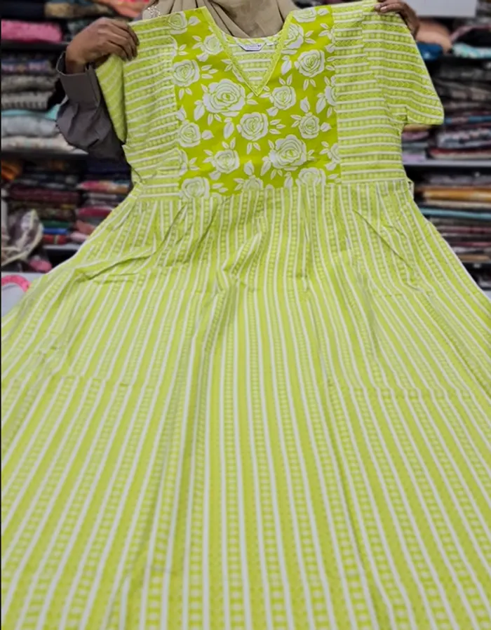 Frock Nighty – Premium Cotton | Side Pocket | Overlocked Finish | NT3384